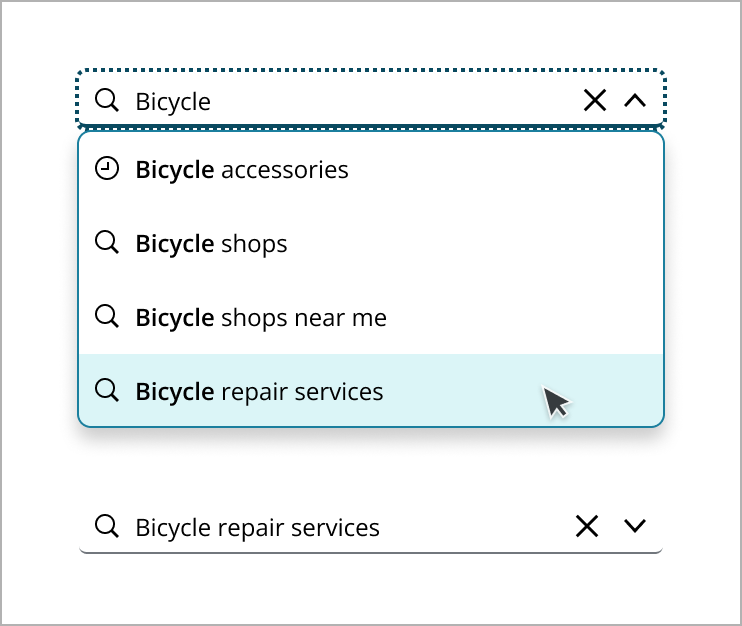 Example of selecting suggestion