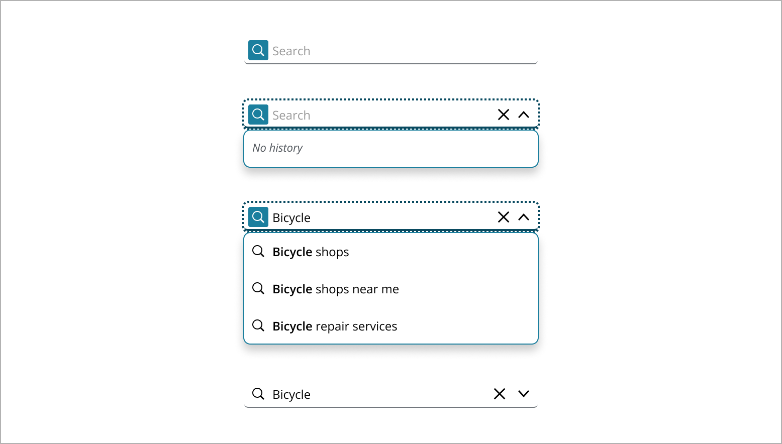 Examples of search when optional search button is on