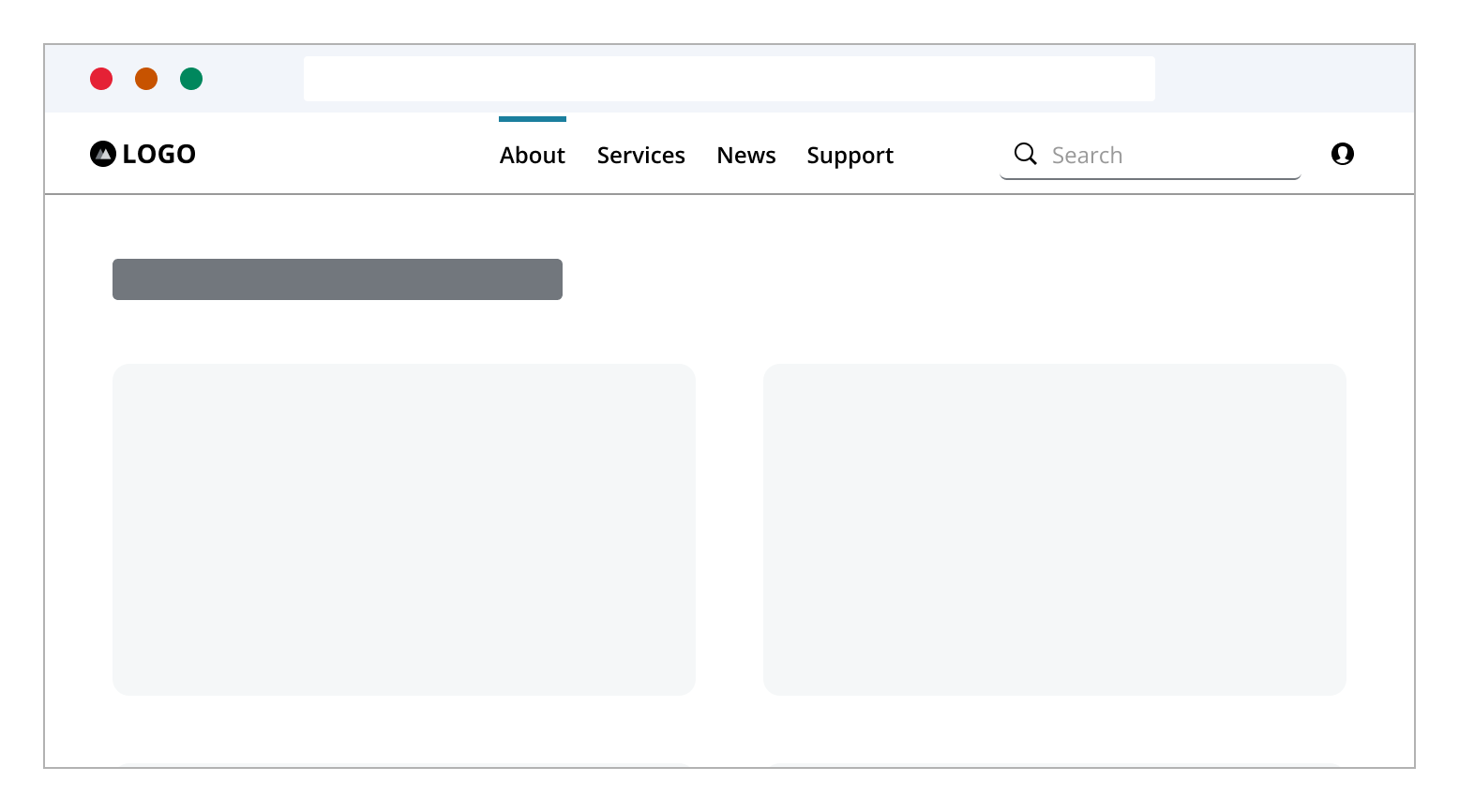 Example of search is located in header