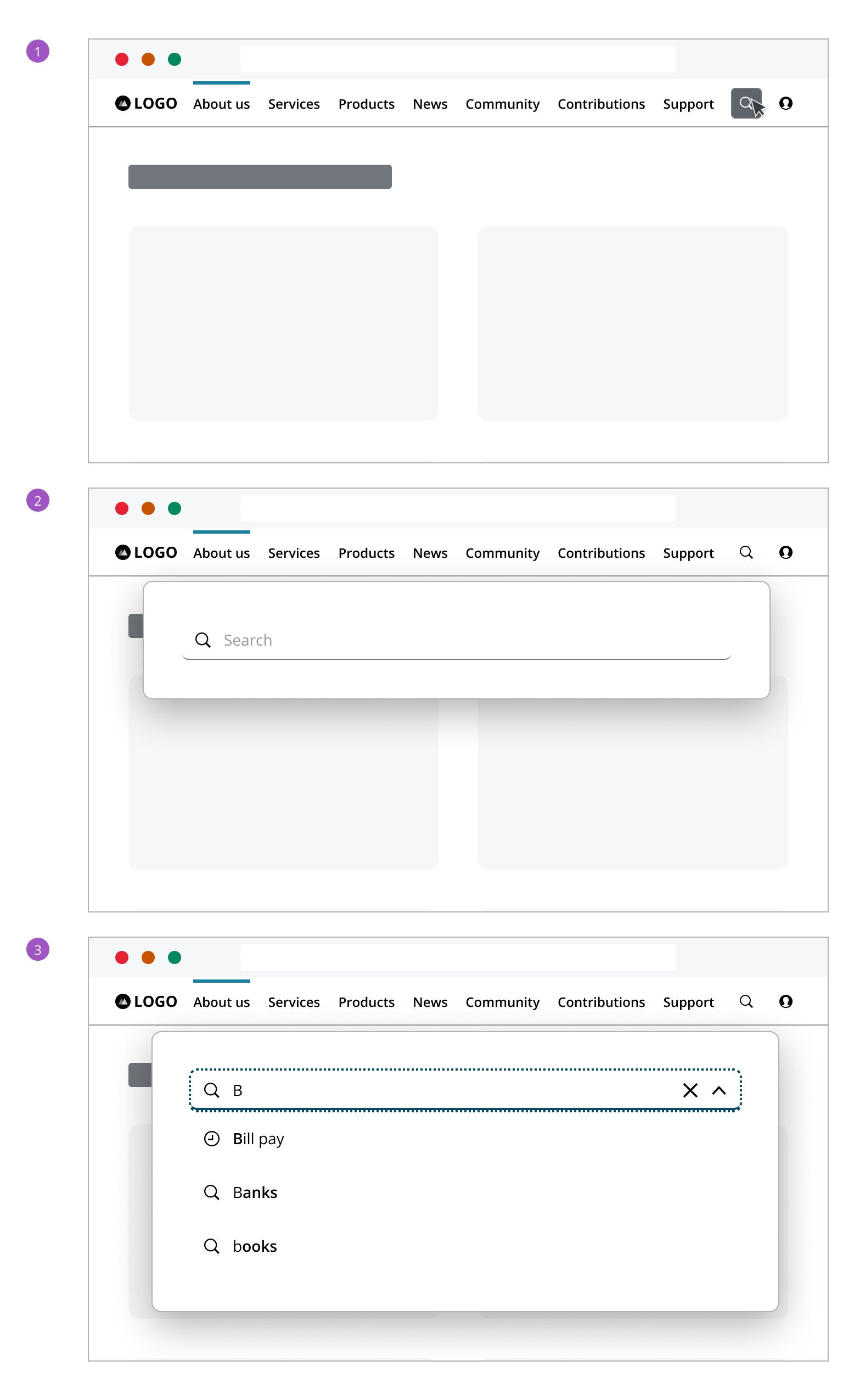 Interaction of expandable search