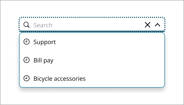 Example of search with recent searches in dropdown